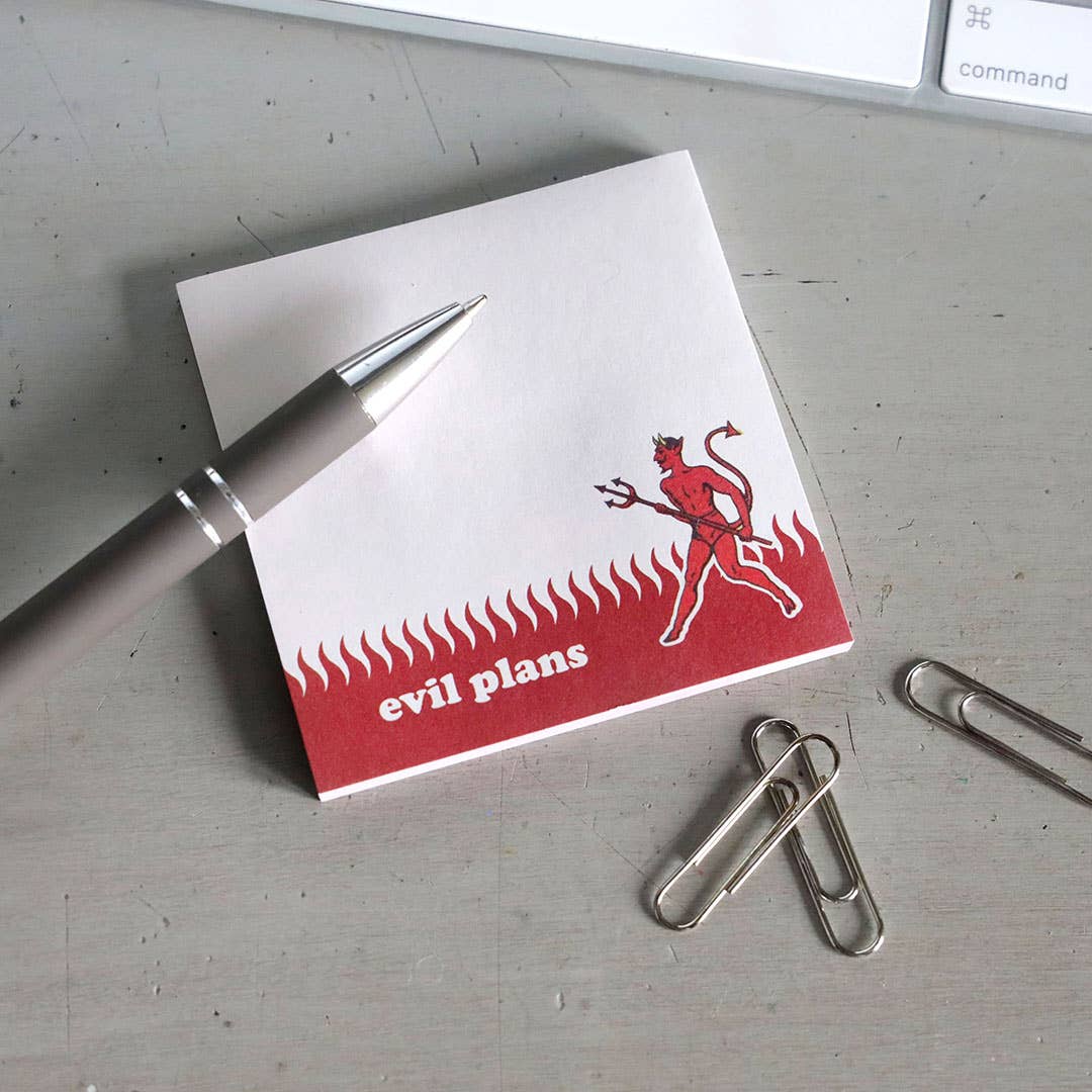EVIL PLANS FUNNY SARCASTIC STICKY NOTE PAD