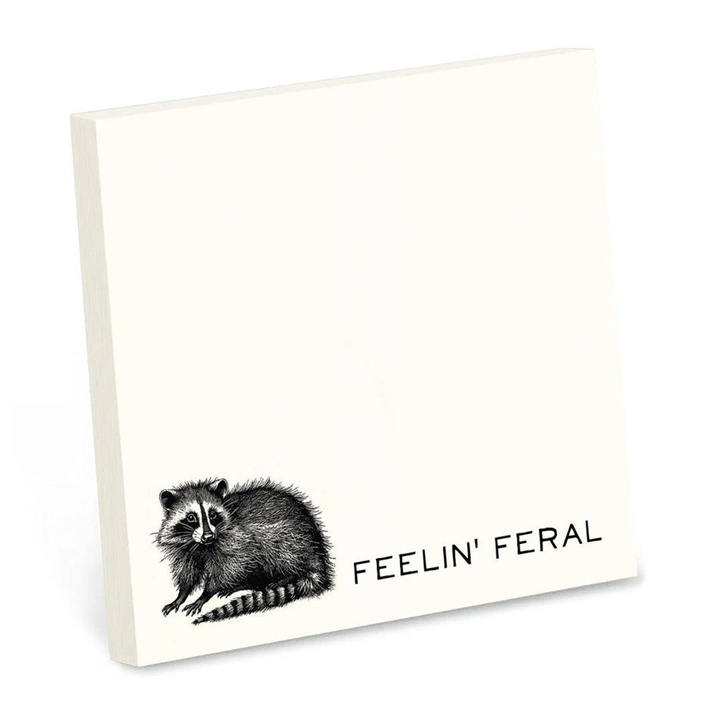 FEELIN' FERAL FUNNY SARCASTIC RACCOON STICKY NOTE PAD