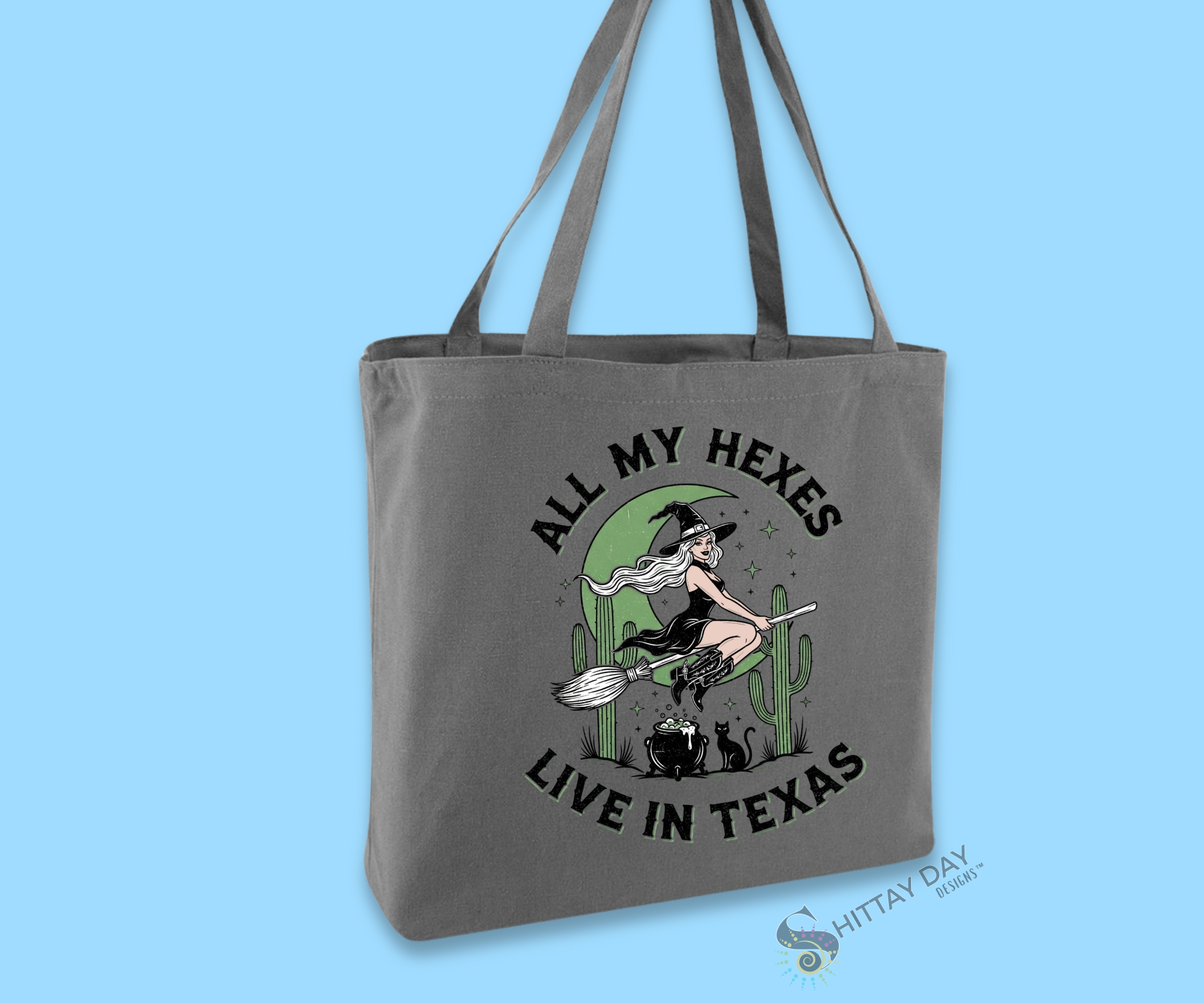 ALL MY HEXES LIVE IN TEXAS-  HILARIOUS 100% COTTON CANVAS LARGE TOTE