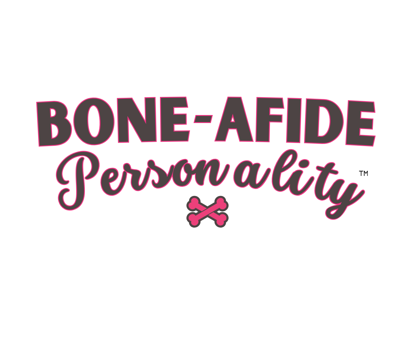 Logo with 'Bone-Afide Personality' text and a cross bone icon on a white background