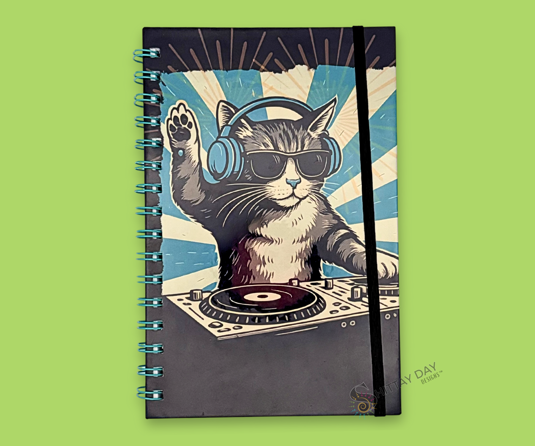 DJ KITTY FUNNY CUTE WIRE BOUND JOURNAL