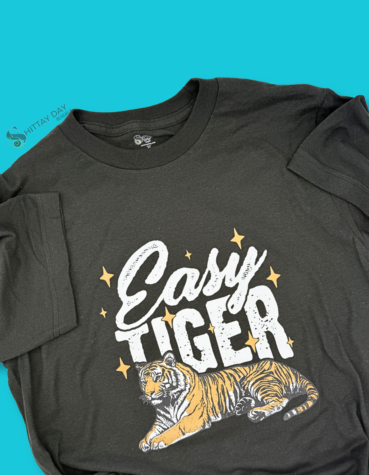 EASY TIGER - 100% COTTON T-SHIRT CHARCOAL GRAY