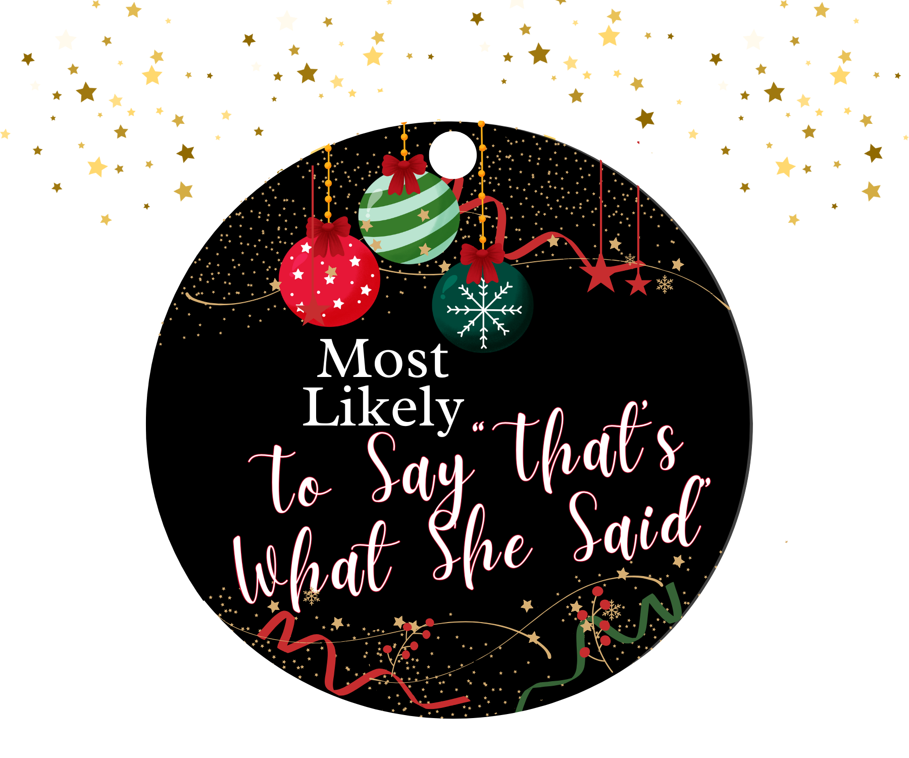 TO SAY 'THAT'S WHAT SHE SAID'; MOST LIKELY CHRISTMAS ORNAMENT 2025