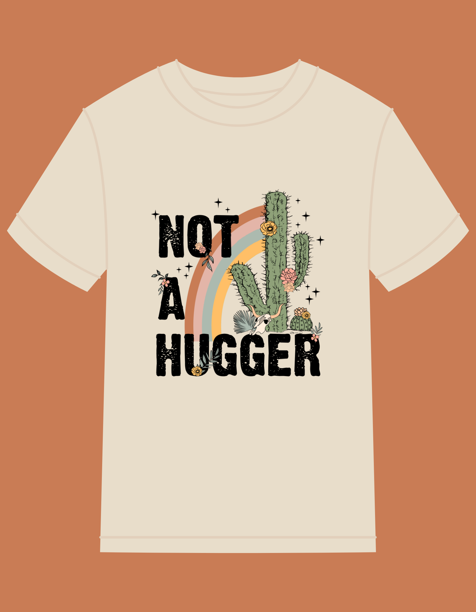 NOT A HUGGER- 100% COTTON T-SHIRT COLOR NATURAL