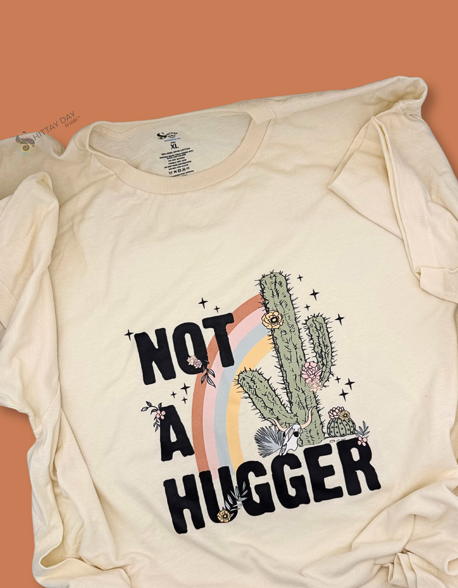 NOT A HUGGER- 100% COTTON T-SHIRT COLOR NATURAL