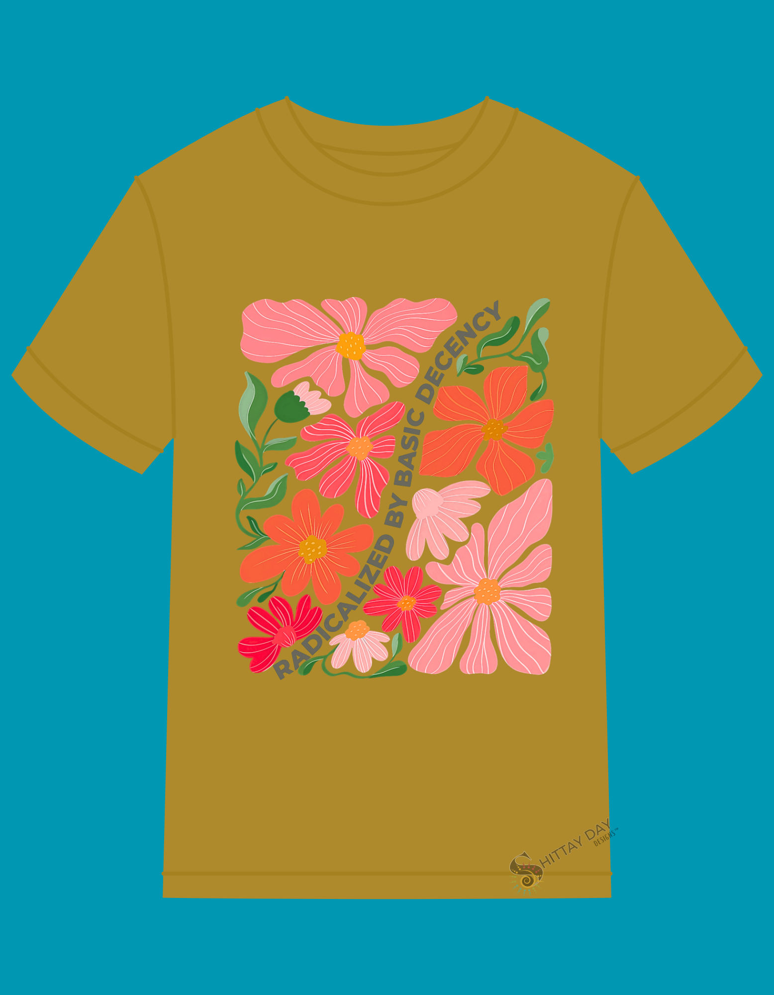 RADICALIZED BY BASIC DECENCY 100% COTTON SASSY T-SHIRT COLOR GINGER