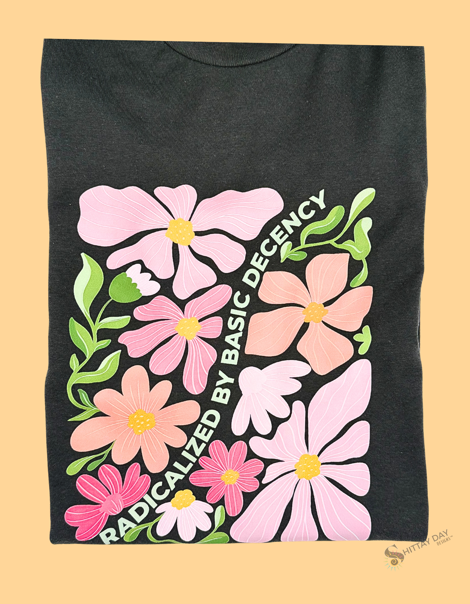 RADICALIZED BY BASIC DECENCY 100% COTTON T-SHIRT CHARCOAL GRAY