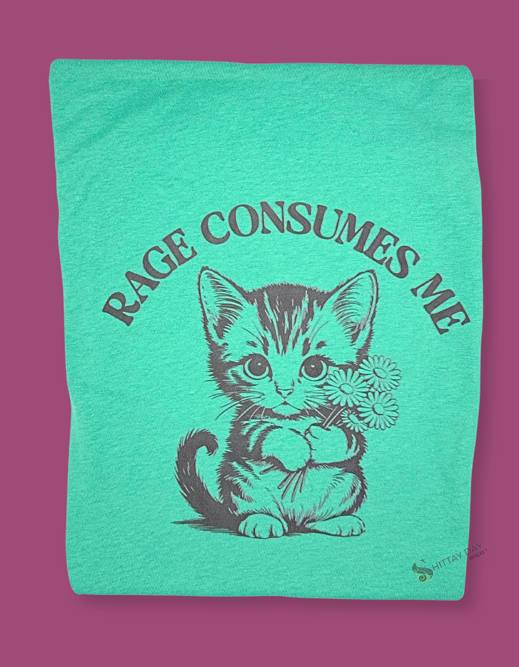 RAGE CONSUMES ME - FUNNY 100% COTTON T-SHIRT COLOR MINT GREEN