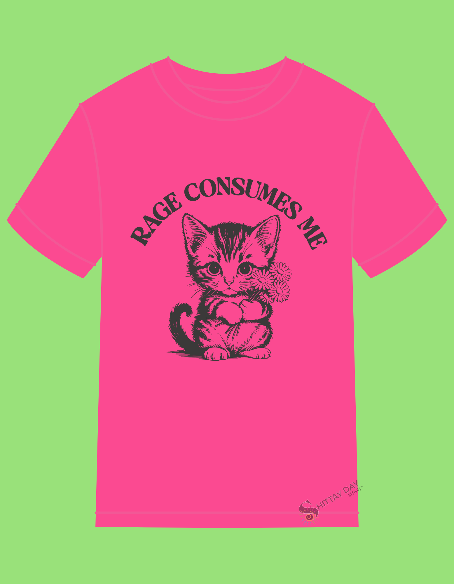 RAGE CONSUMES ME - VINTAGE INSPIRED 100% COTTON T-SHIRT COLOR PINK