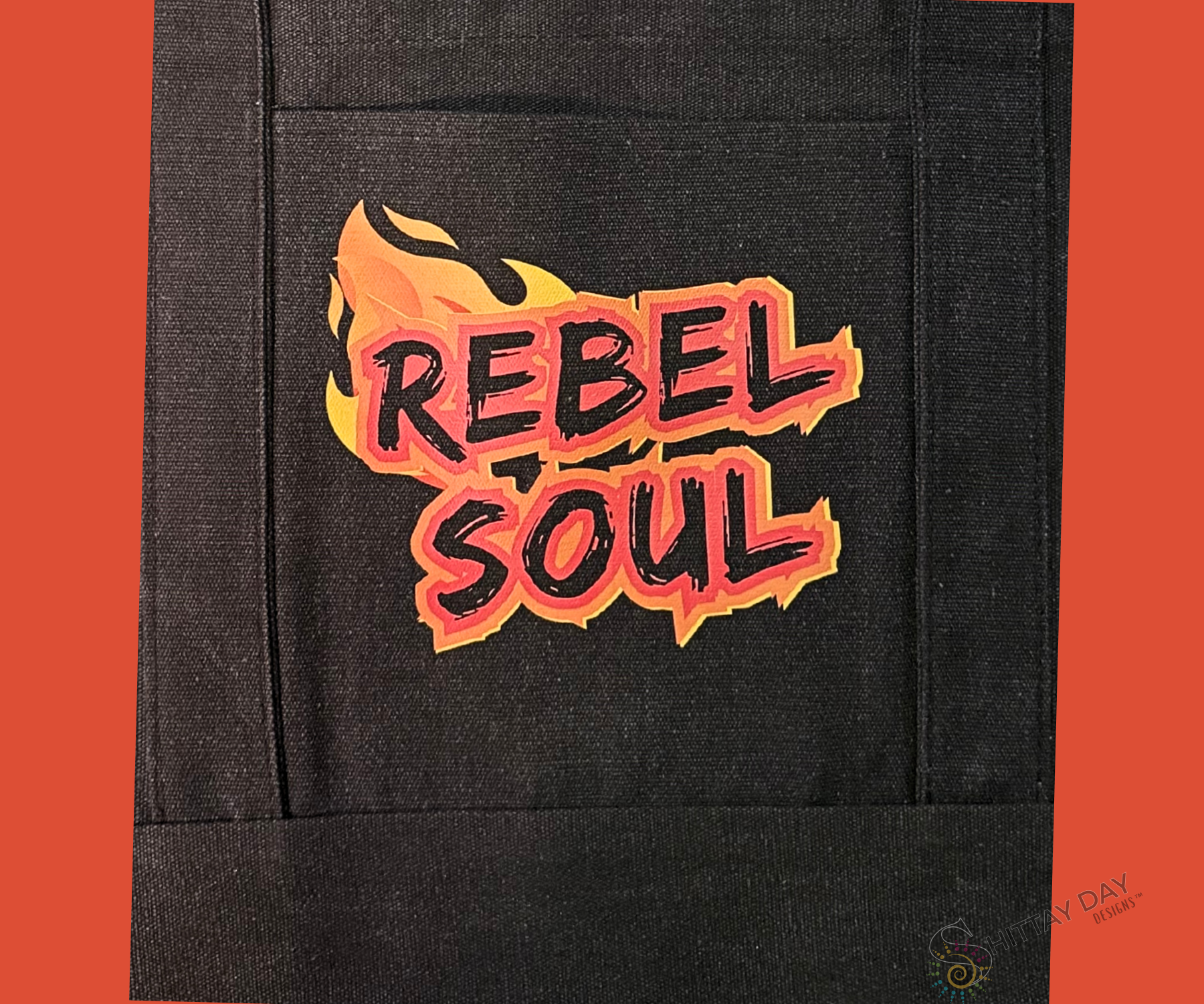 REBEL SOUL - BLACK 100% COTTON CANVAS POCKET TOTE