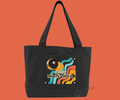 STAY WILD MOON CHILD - BLACK 100% COTTON CANVAS POCKET TOTE