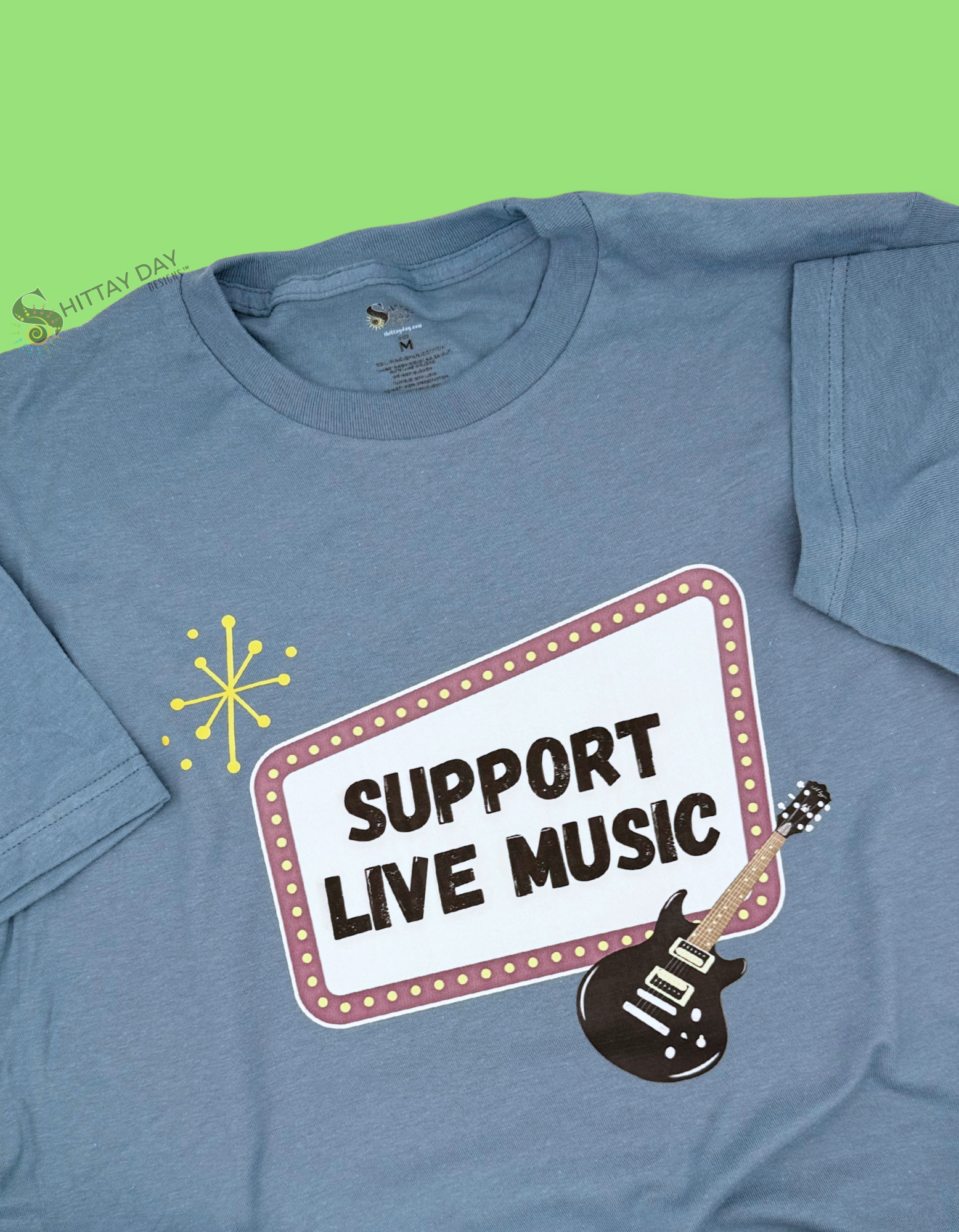 SUPPORT LIVE MUSIC - SLATE BLUE- 100% RING SPUN COTTON T-SHIRT