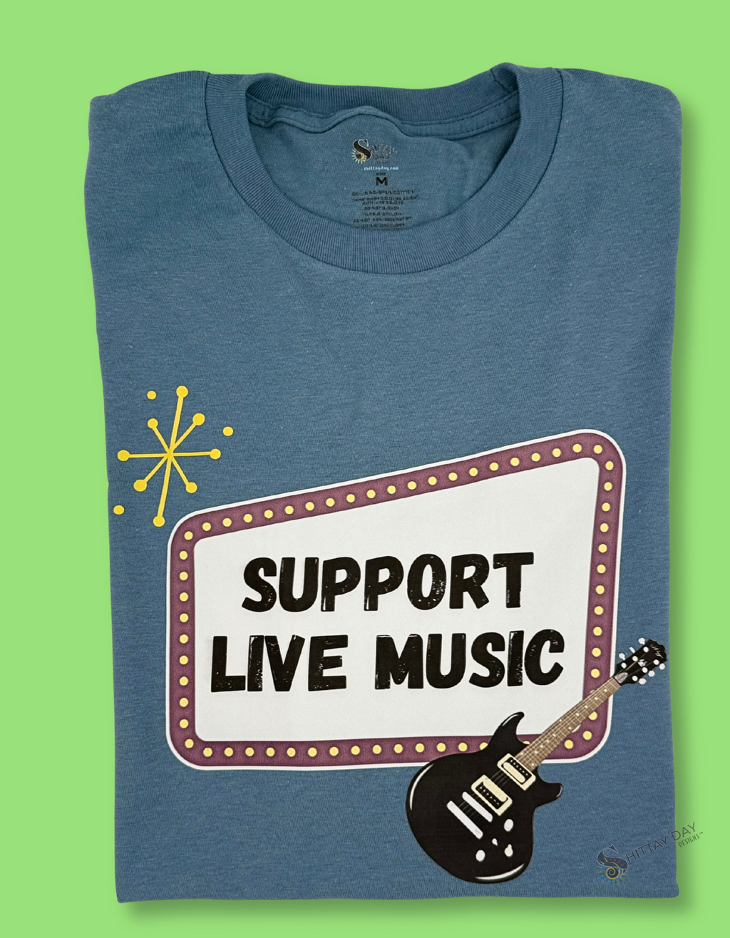 SUPPORT LIVE MUSIC - SLATE BLUE- 100% RING SPUN COTTON T-SHIRT