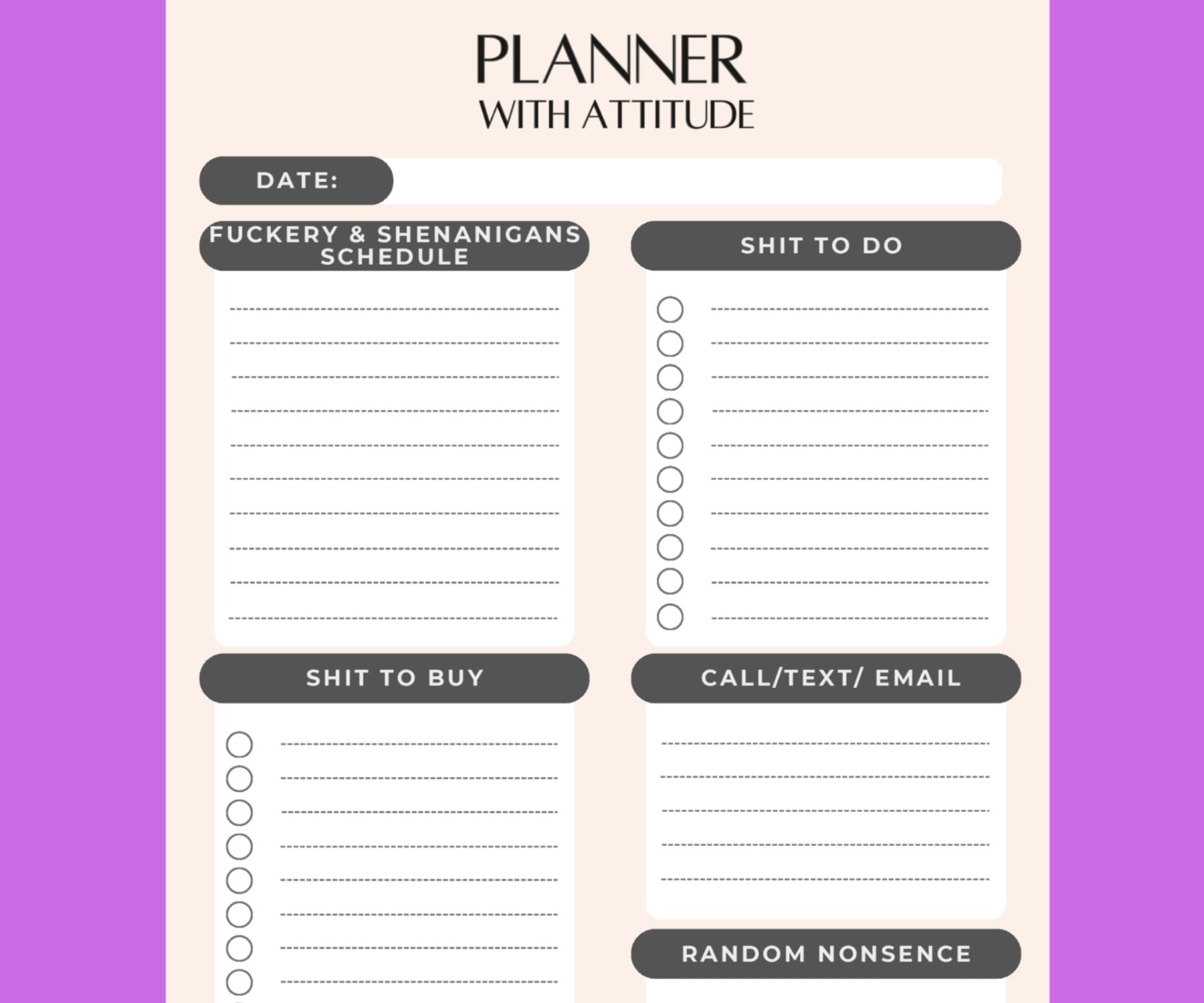 F*CKERY & NONSENSE SASSY ATTITUDE MAGNETIC PLANNER NOTEPAD