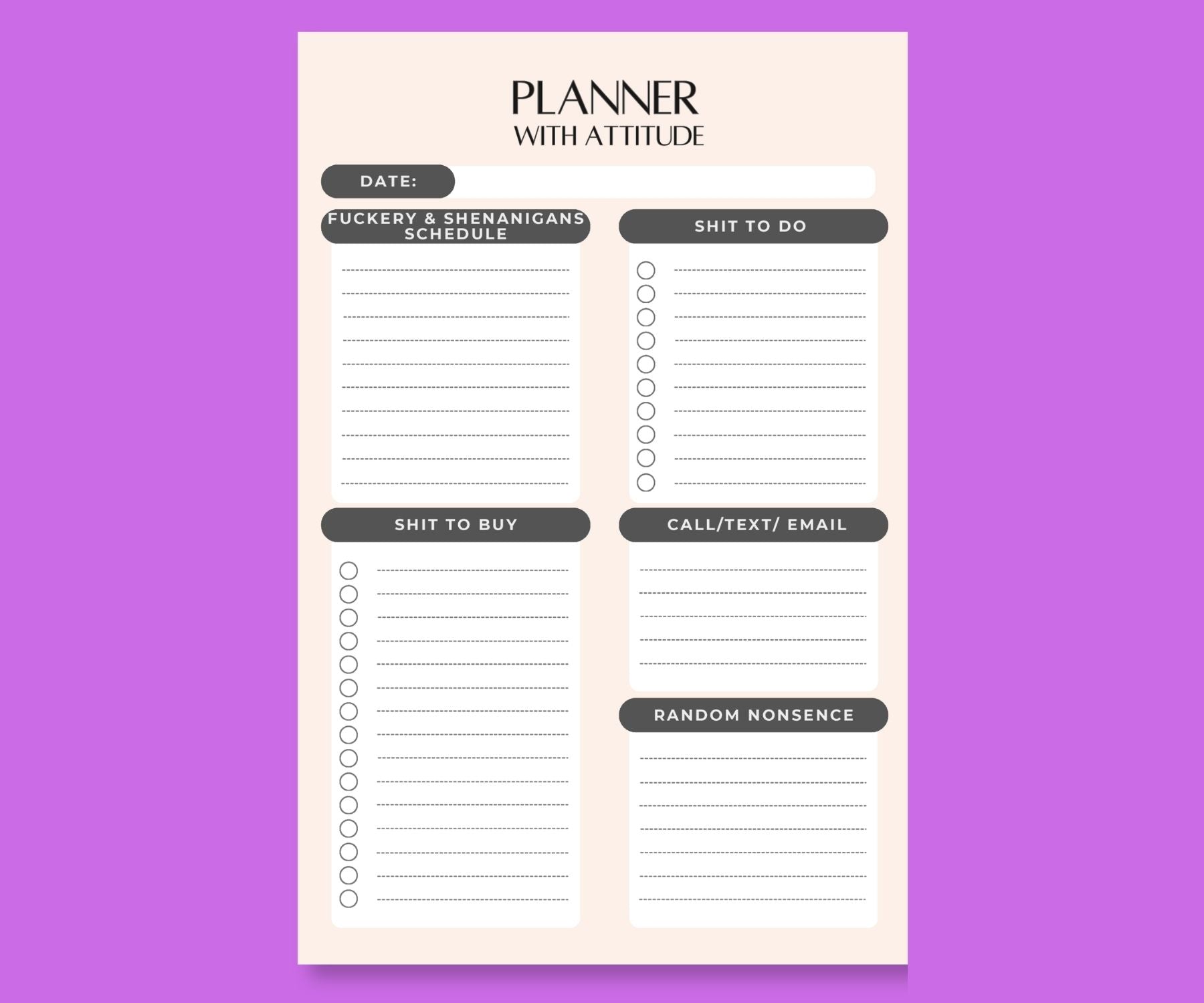 F*CKERY & NONSENSE SASSY ATTITUDE MAGNETIC PLANNER NOTEPAD