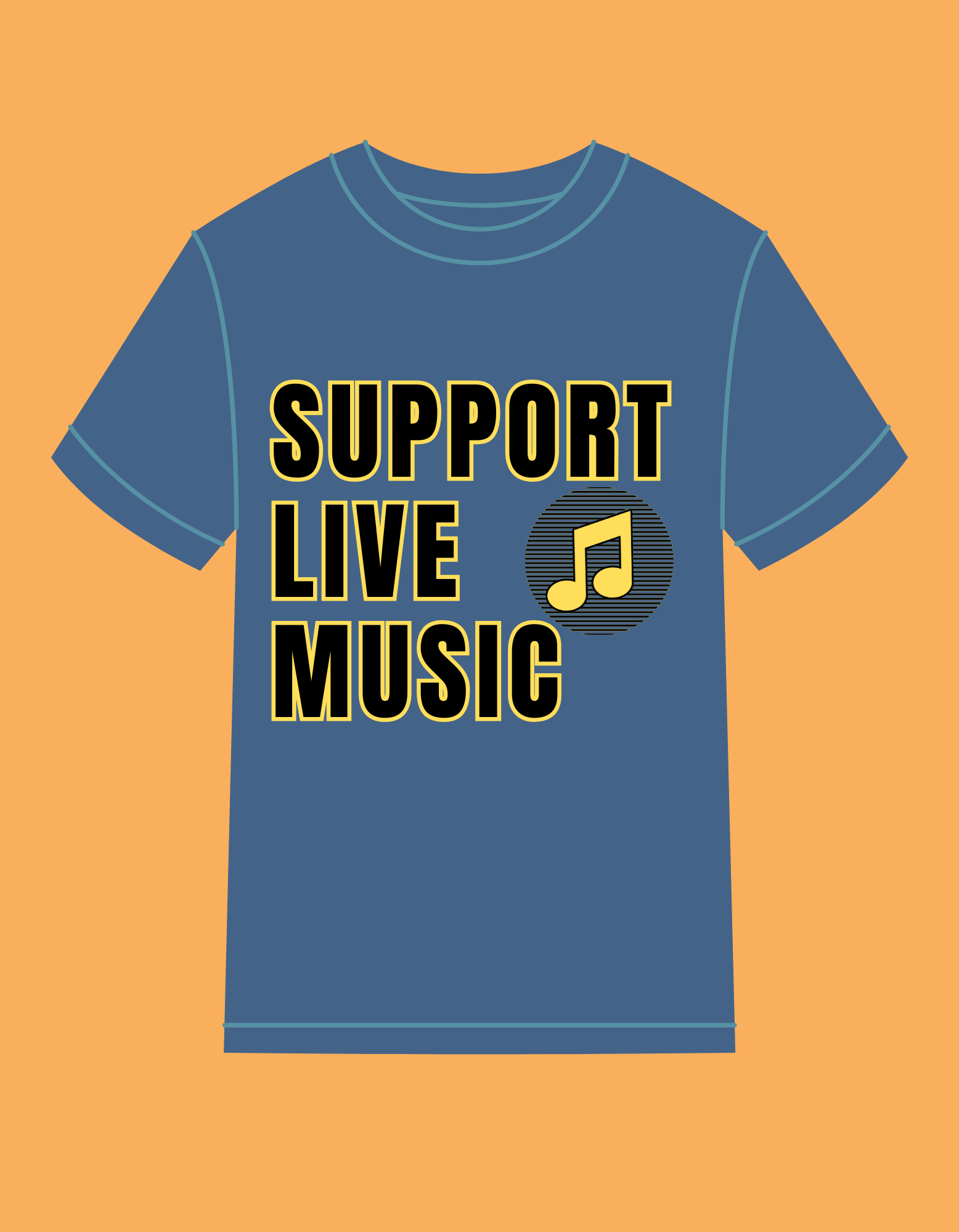 COMING SOON; SUPPORT LIVE MUSIC - SLATE BLUE- 100% RING SPUN COTTON T-SHIRT