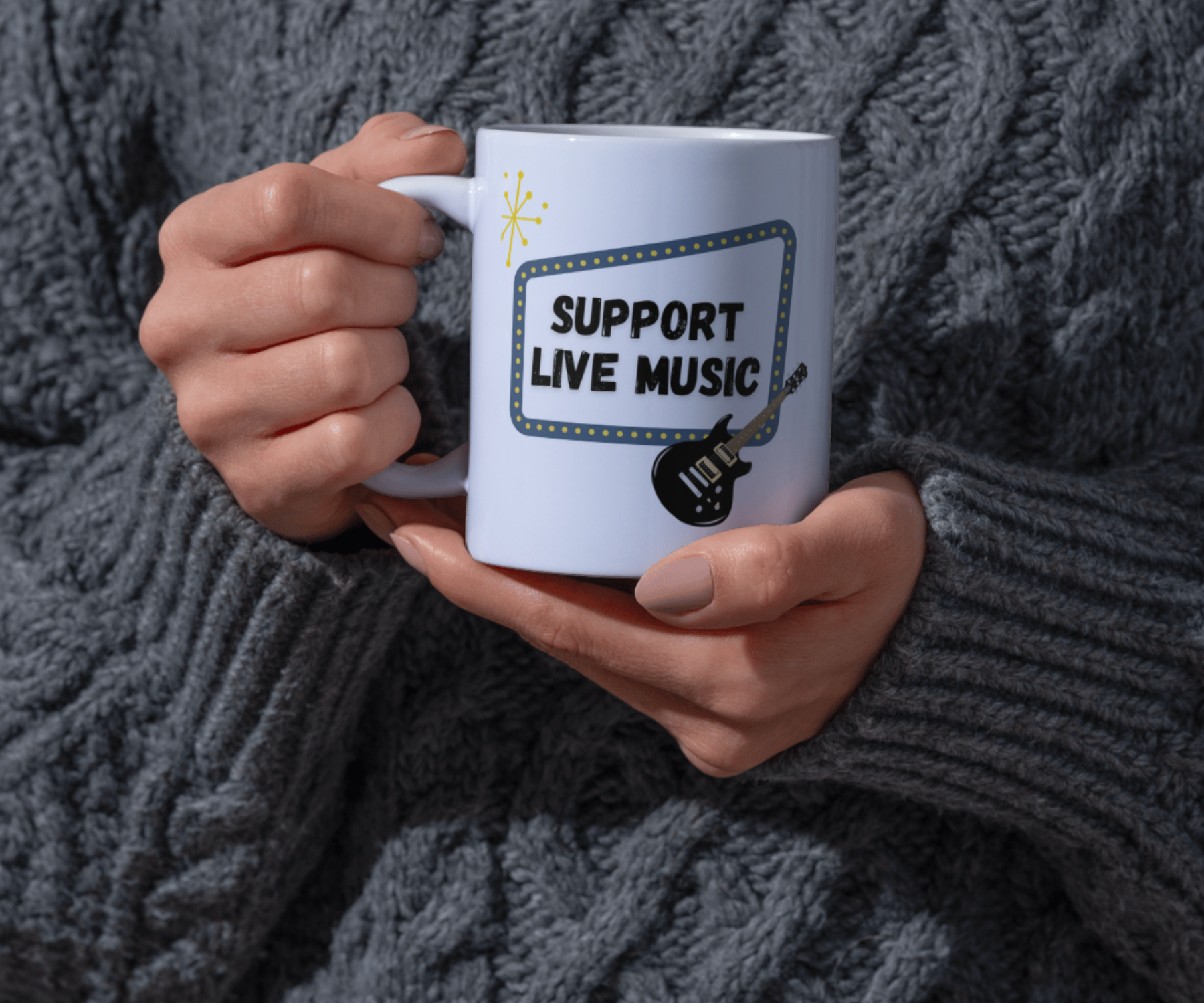 SUPPORT LIVE MUSIC CERAMIC MUG
