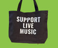SUPPORT LIVE MUSIC - 100% COTTON CANVAS LARGE TOTE - BLACK