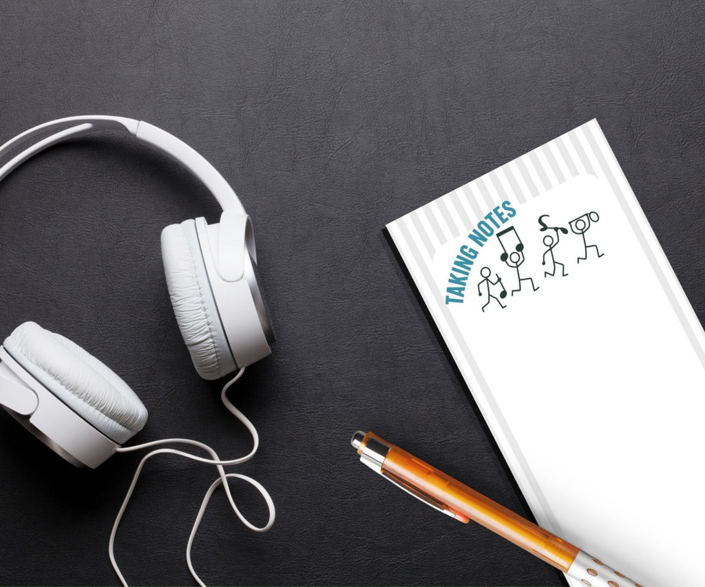 TAKING NOTES FUNNY STEALING MUSIC NOTES NOTEPAD WITH MAGNET OPTION