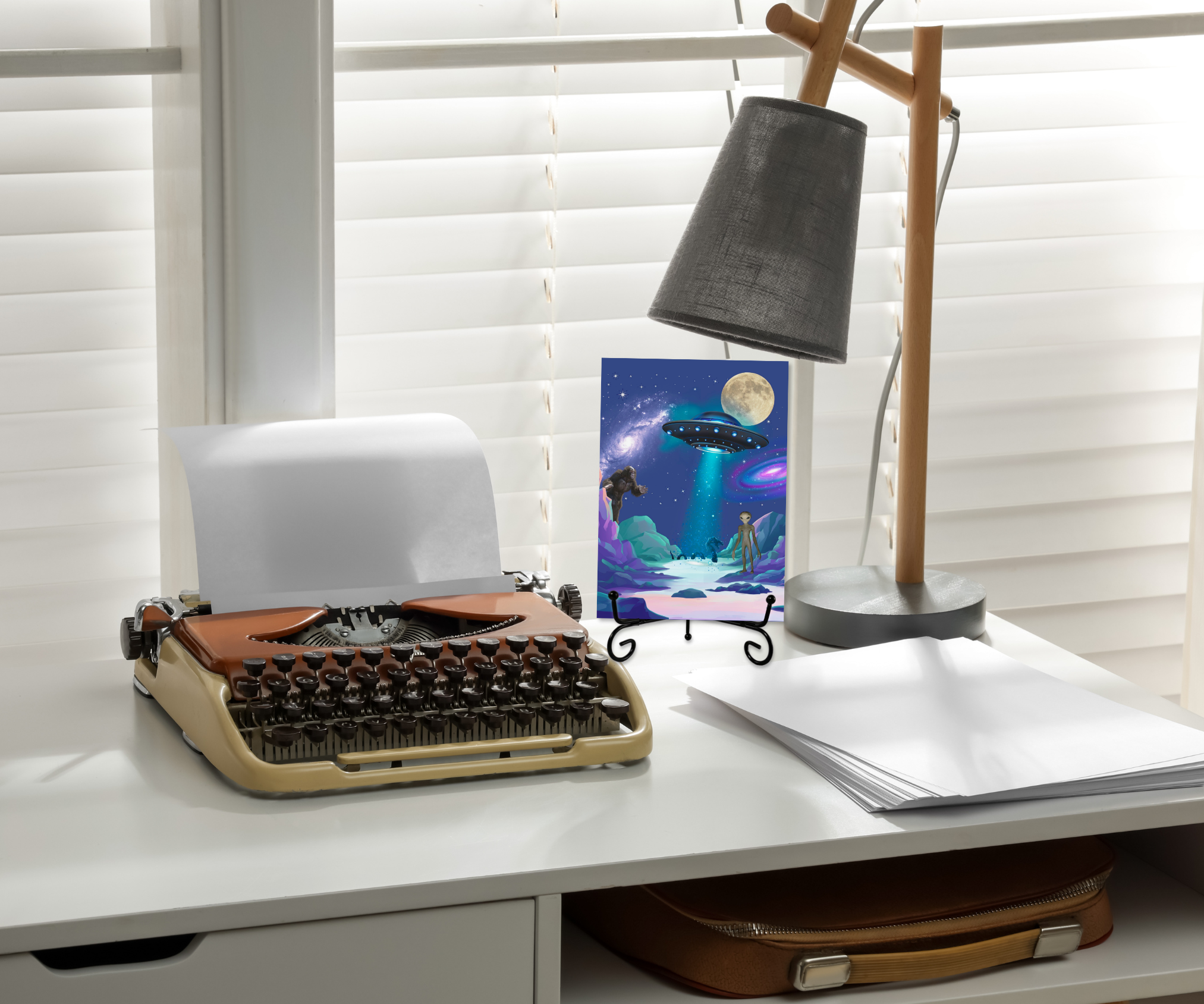 THERE IS SOMETHING OUT THERE | Cardcor™ Greetings — aluminum keepsake card featuring UFO, Bigfoot, and Loch Ness Monster design. Card+Decor by Shittay Day Designs.

