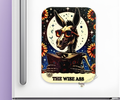 A Bone-afide Personality Magnet with  a skeleton donkey illustration, sunglasses, and 'The Wise Ass' text on a colorful background.
