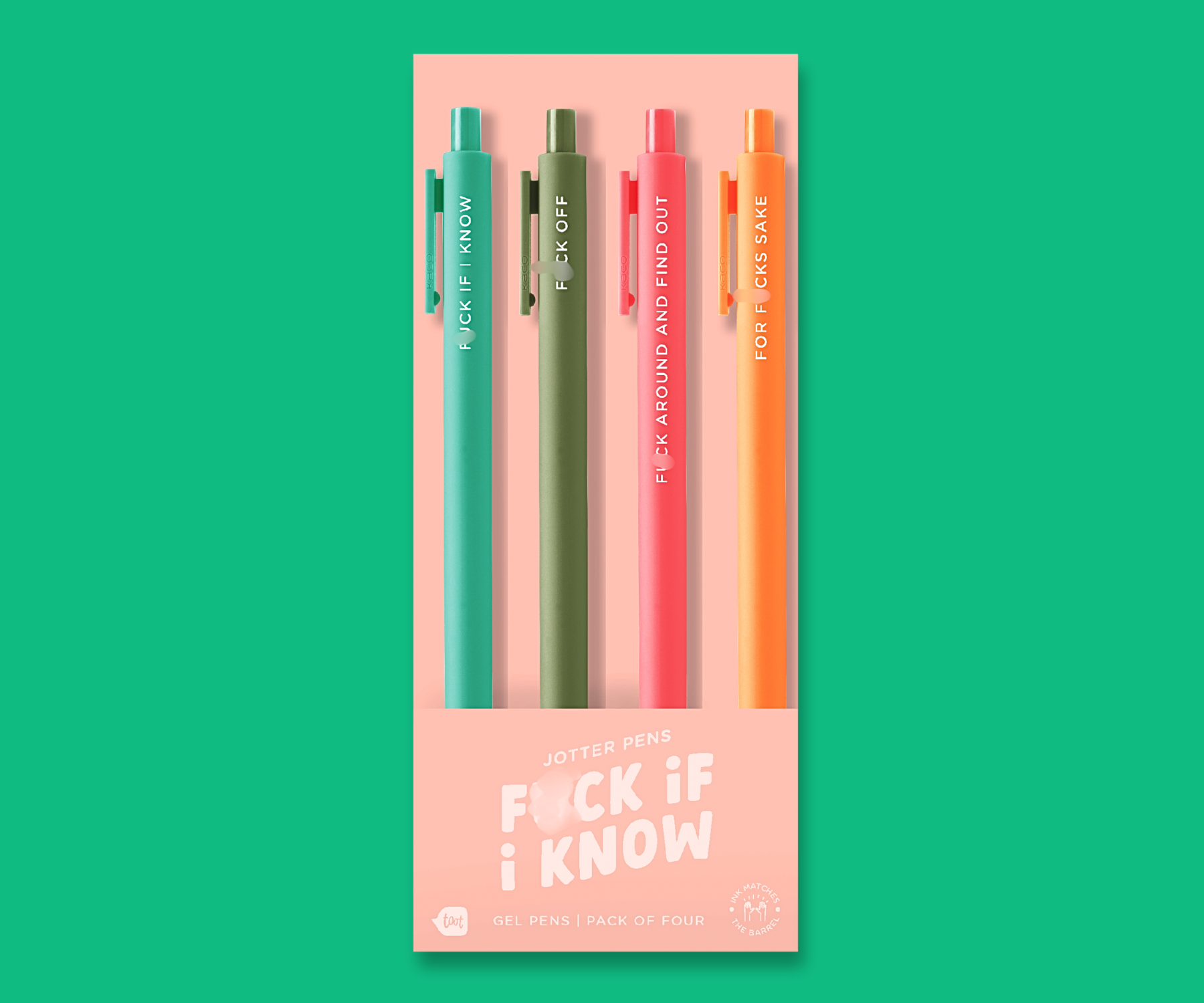 'F*CK IF I KNOW' GEL JOTTER PENS 4-PACK COLLECTIONS FUNNY SWEARY SARCASTIC