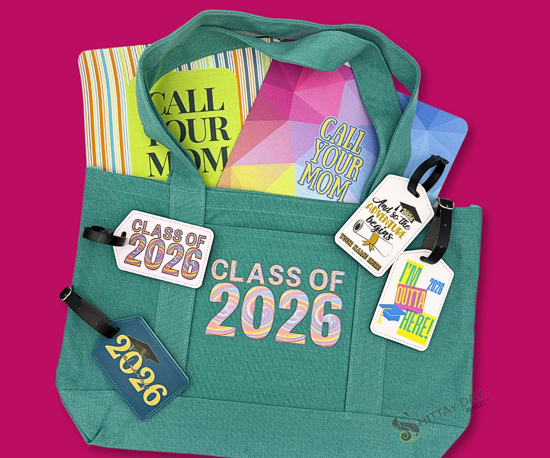 CLASS OF 2026 - CANVAS POCKET TOTE -SEA FOAM GREEN